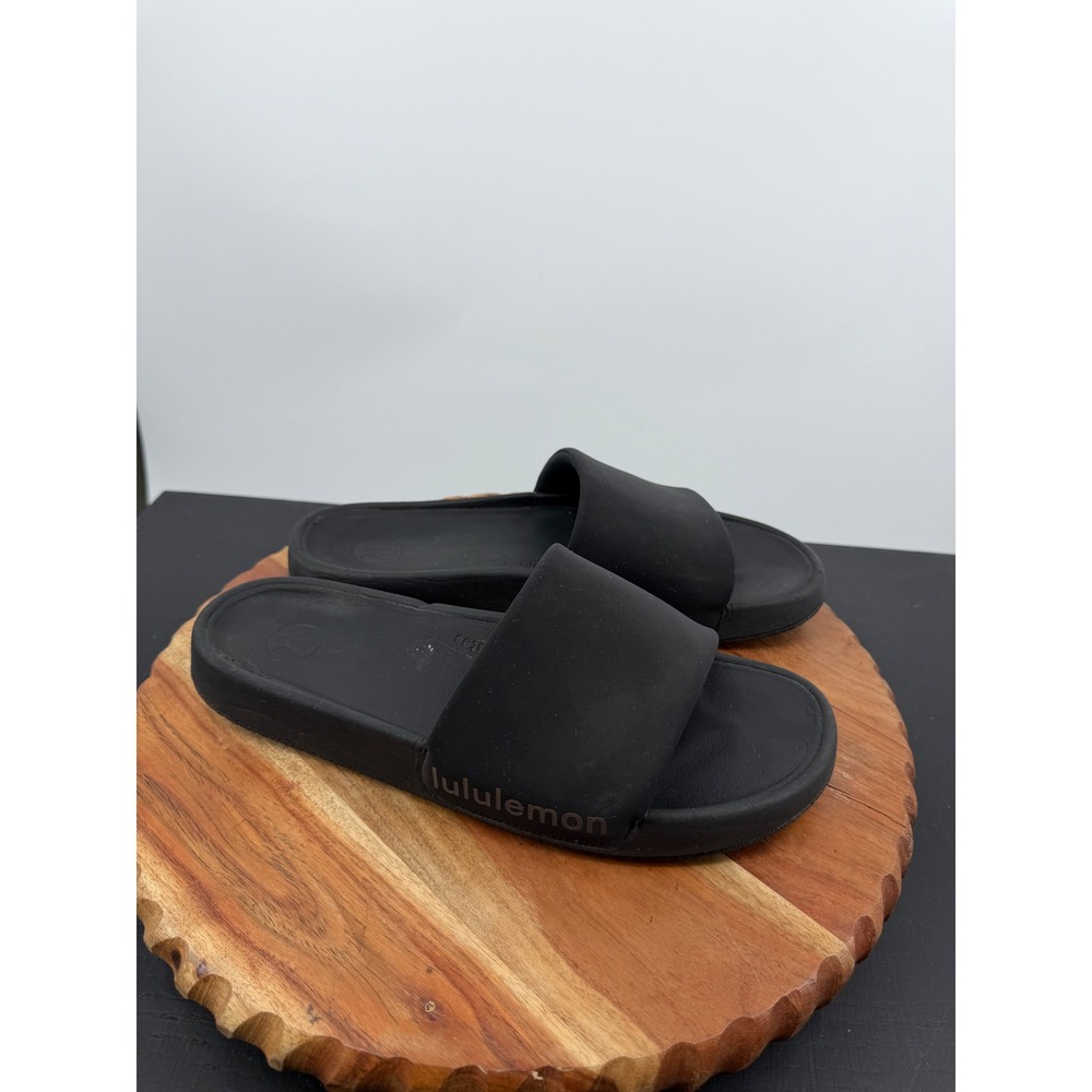 Lululemon Restfeel Slide Sandals Womens 10 Black Graphite Grey LW9FL0S